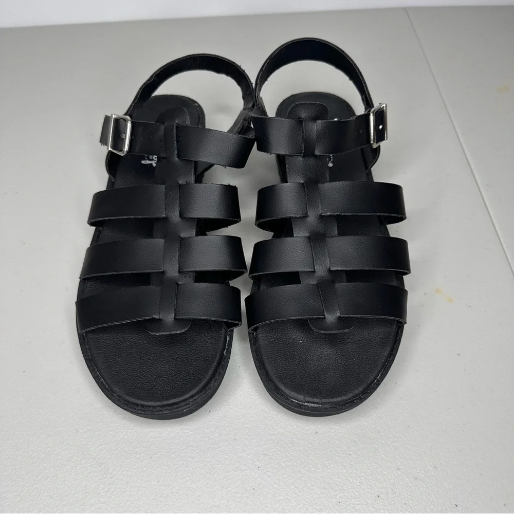 Jellypop Strappy Sandal Women’s Size 8 M Black Fisherman Gladiator Faux Leather - Picture 2 of 9